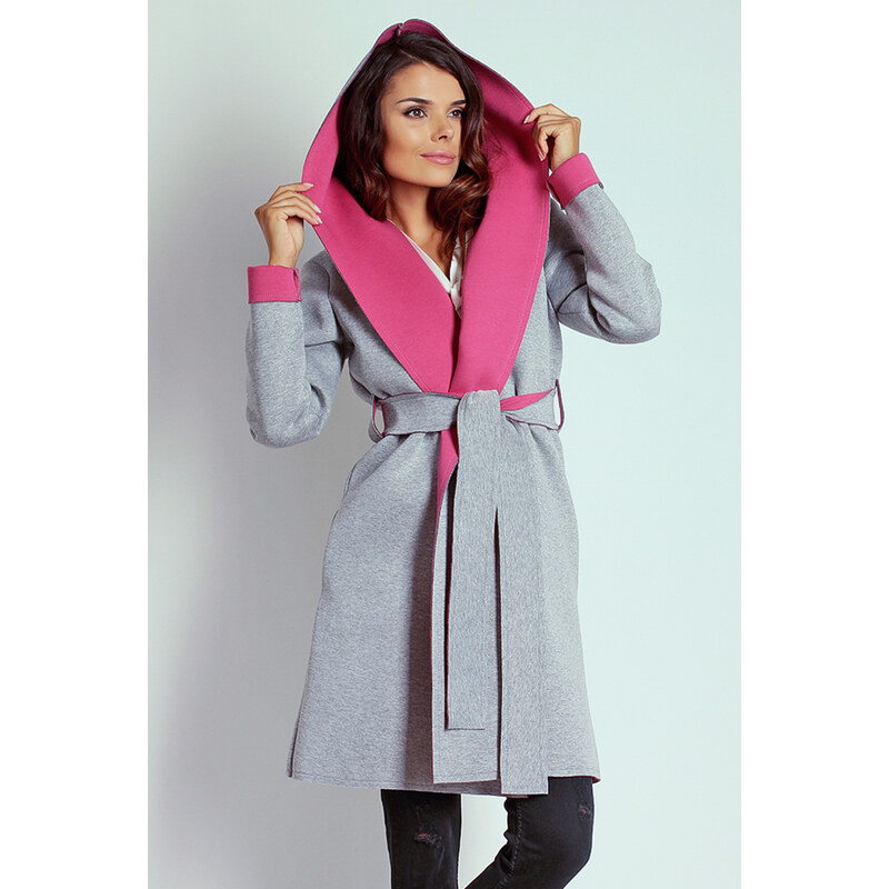 Naoko Šedo-růžový kabát AT16