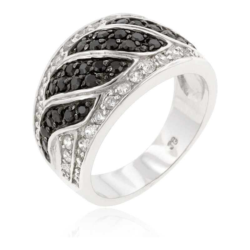 LYRA Prsten s černými a čirými Zirkony R08112T-C03