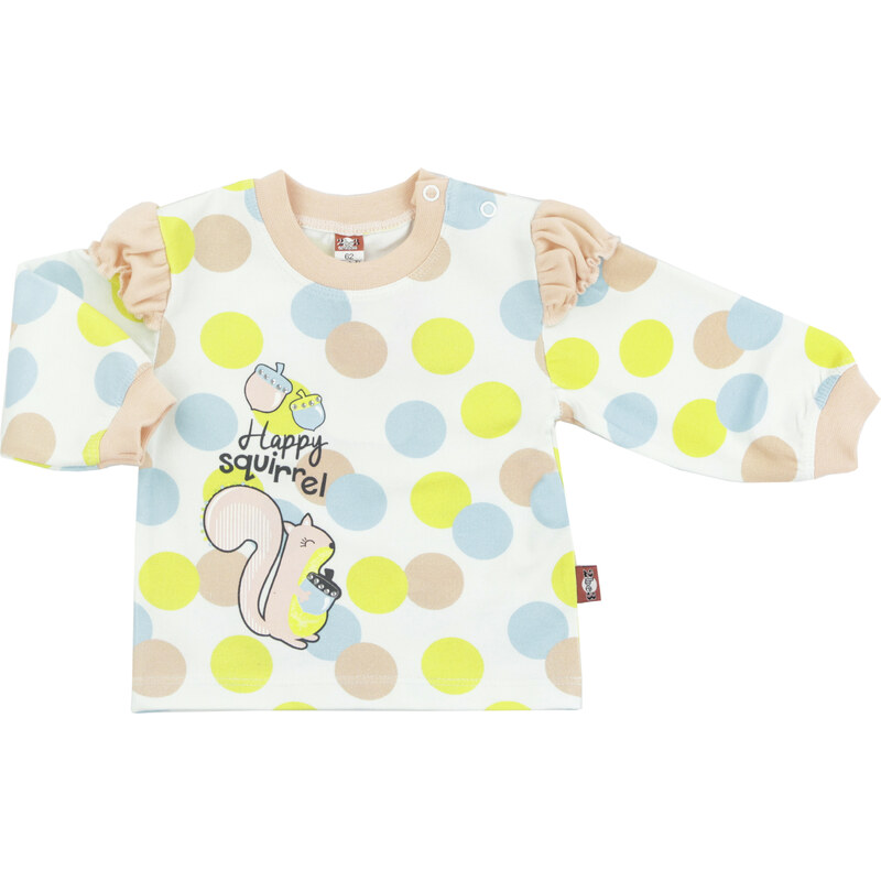 2be3 Dívčí puntíkované tričko s veverkou - barevné