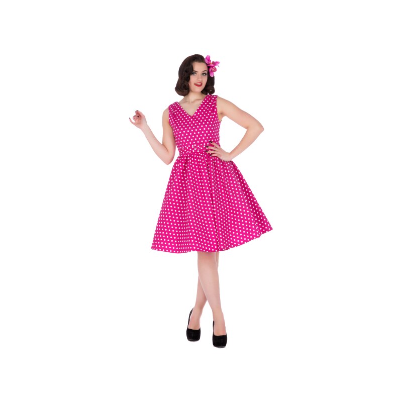 WENDY růžové puntíkované šaty na ples i na piknik - 50.léta
