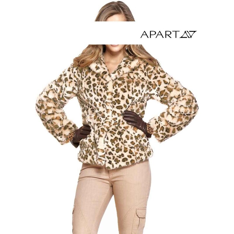 Luxusní dámský kožíšek APART s leopardím vzorem (vel.42 skladem) 42 béžová Dopravné zdarma!