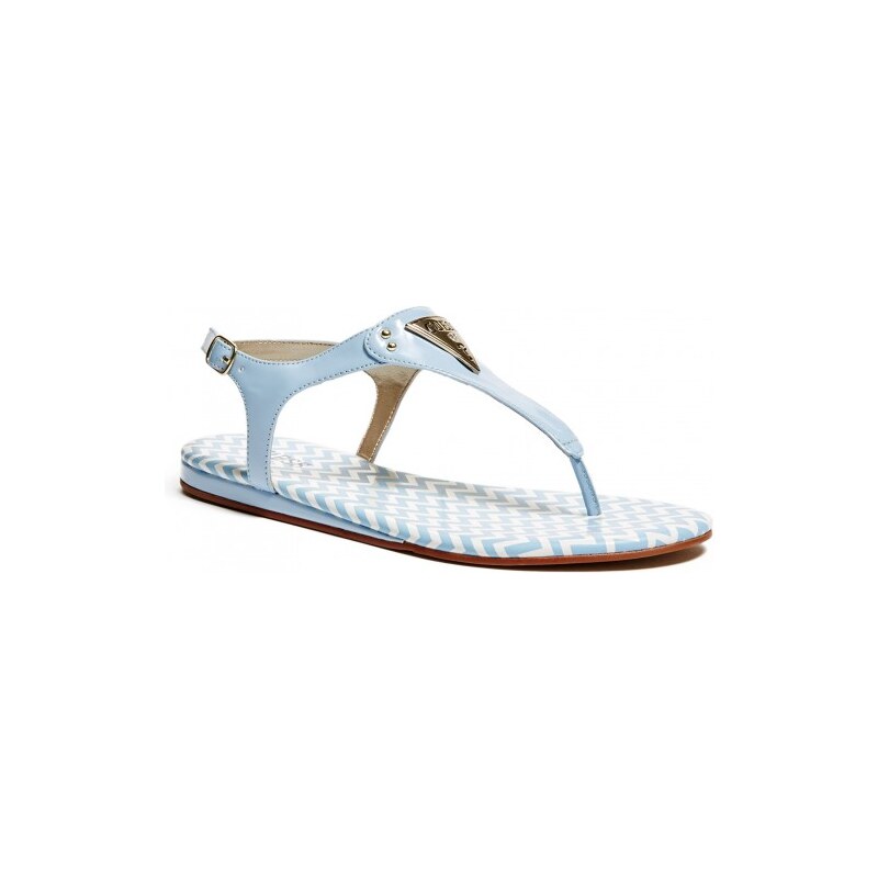 GUESS GUESS Carmela T-Strap Sandals - destroyed denim wash