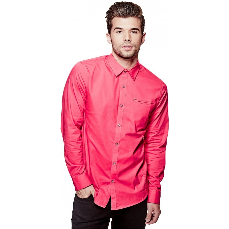 GUESS Pánská košile Cowan Shirt - summer love pink