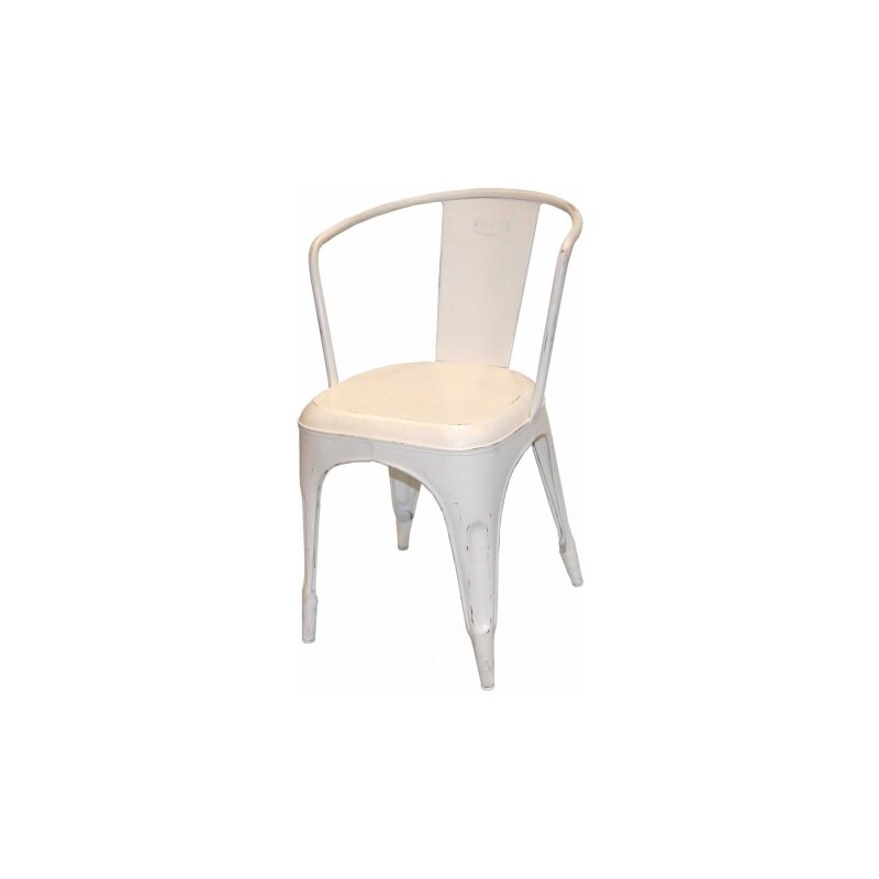 Industrial style, Železná jídelní židle - bílá 78 x42 x39 / sedadlo 49 cm (325)