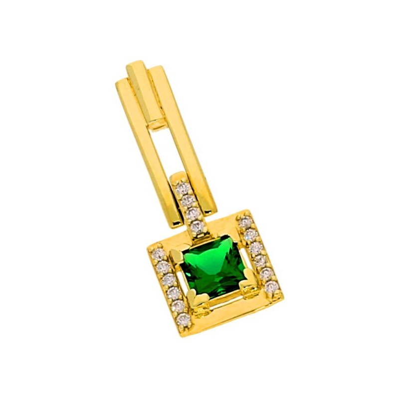 Goldstore Zlatý přívěsek s čtvercovým smaragdem