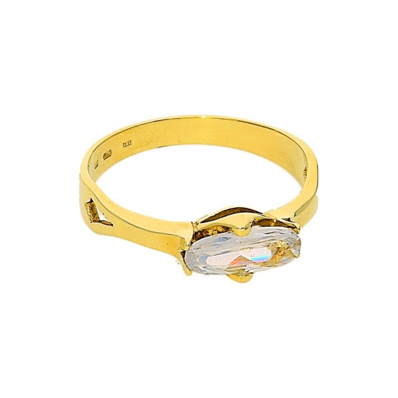Goldstore Zásnubní prsten zlatý zirkon oválný brus