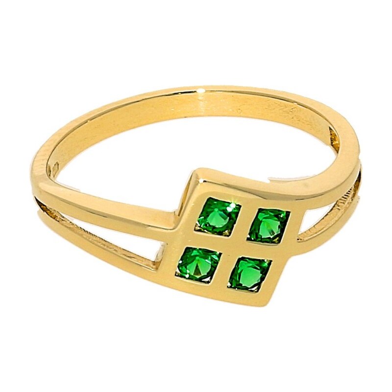 Goldstore Zlatý prsten zelené smaragdy