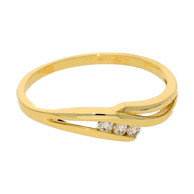 Goldstore Zlatý jemný prsten se třemi zirkony