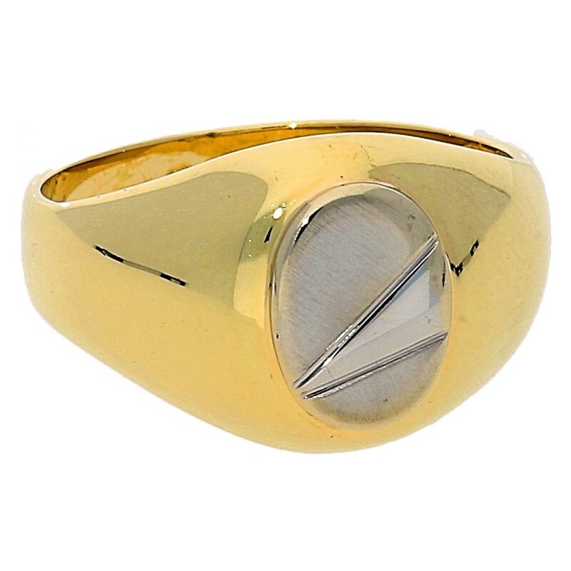 Goldstore Pánský prsten zlato žlutobílá kombinace