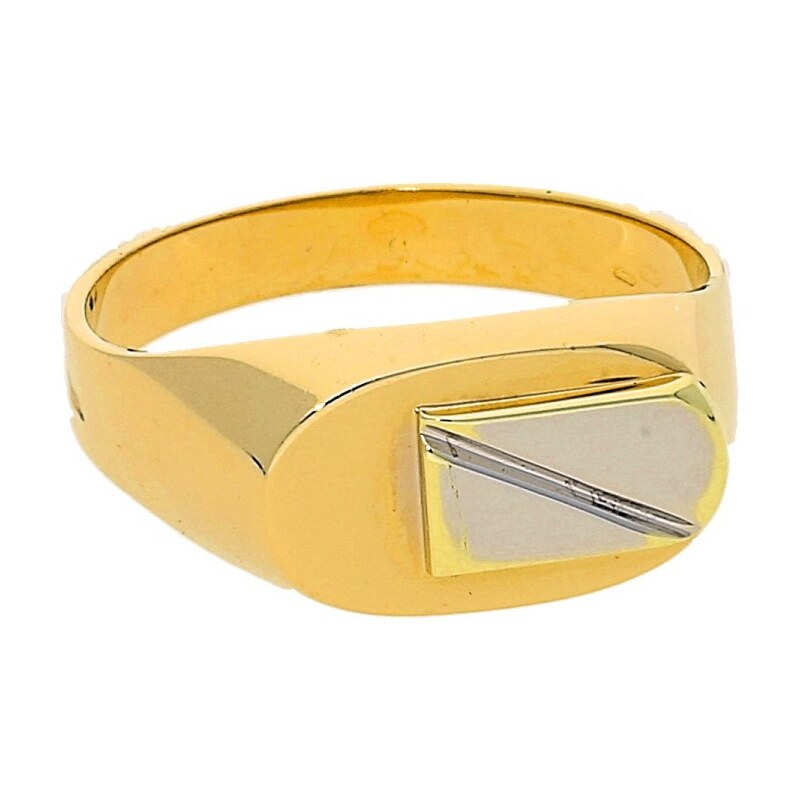 Goldstore Zlatý prsten pánský žlutobílá kombinace