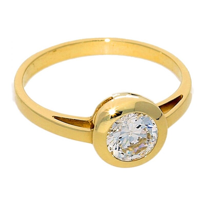 Goldstore Zlatý zásnubní prsten s kulatým zirkonem