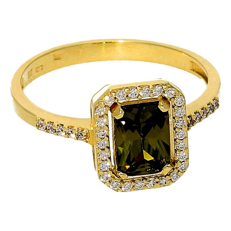 Goldstore Zlatý prsten obdélníkový olivín