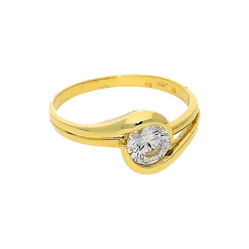 Goldstore Zásnubní zlatý prsten s bílým zirkonem