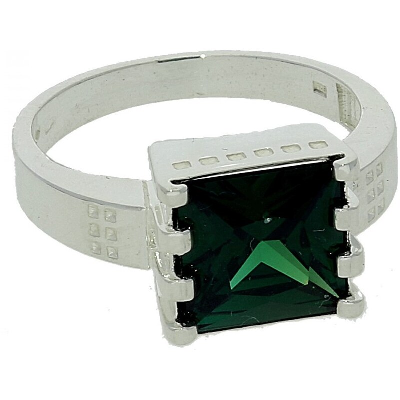 Goldstore Stříbrný masivní prsten zelený zirkon