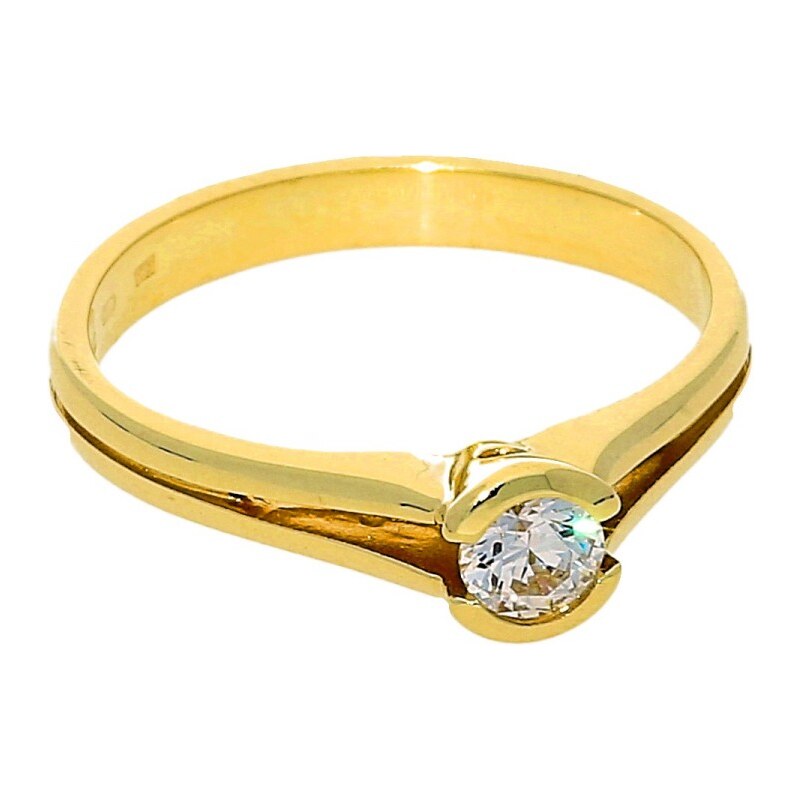 Goldstore Zásnubní prsten zlatý bílý zirkon