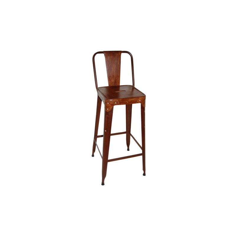 Industrial style, Barová stolička s kožou - hrdzavá 105x36x36cm (547)