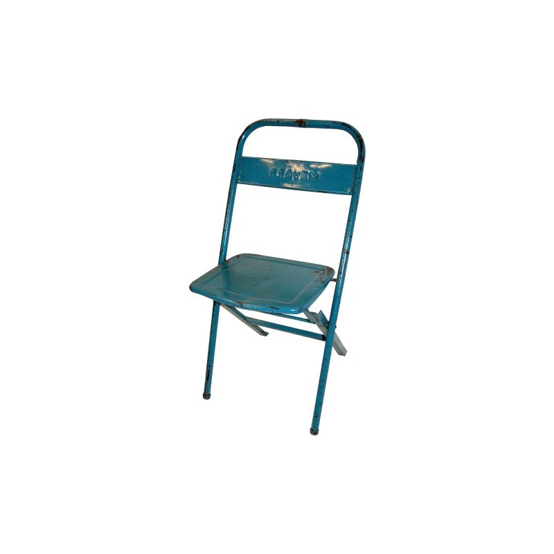 Industrial style, Železná skládací židle - modrá 82 x35 x35 , sedák 45 cm (648)