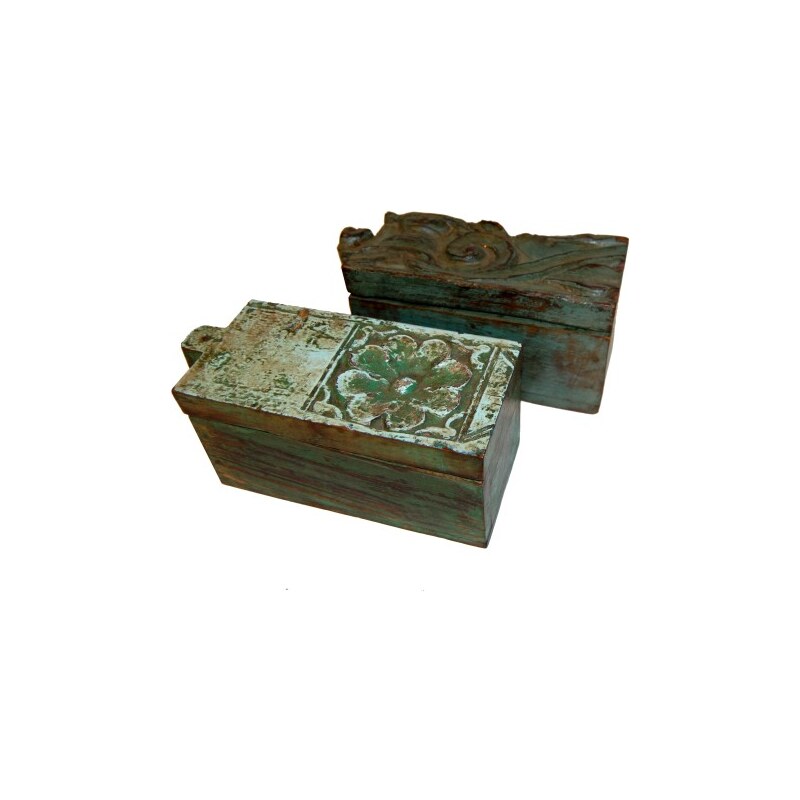 Industrial style, Krásné dřevěné krabičky s řezbami 12x25x10,5cm (655)