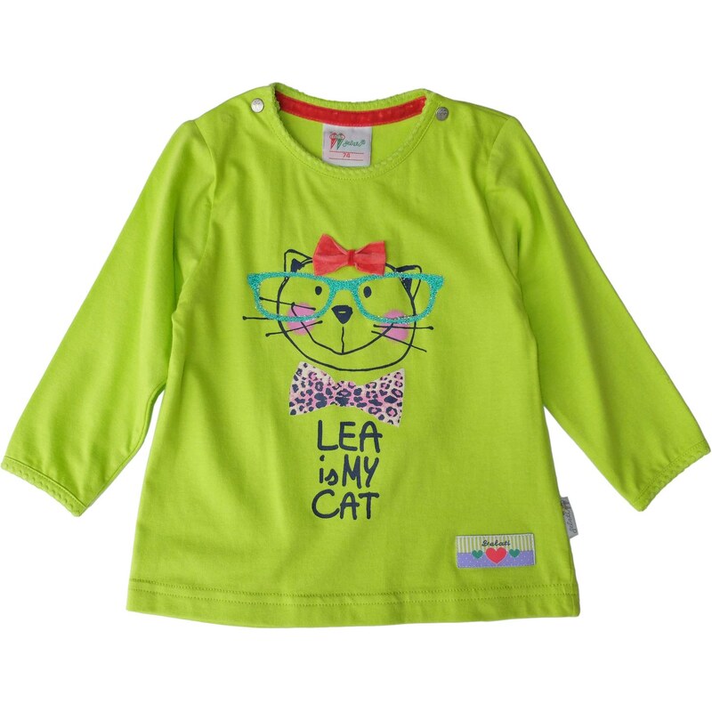 Gelati Dívčí tričko s kočkou - zelené