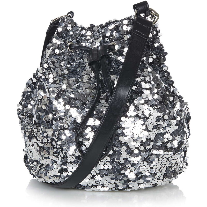 Topshop **Silver Sequin Bucket Bag by Jaded London