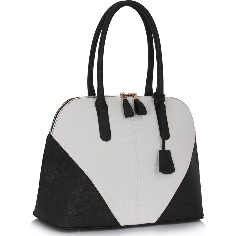 Dámská kabelka LS Fashion s přívěskem LS00331 černo-bílá
