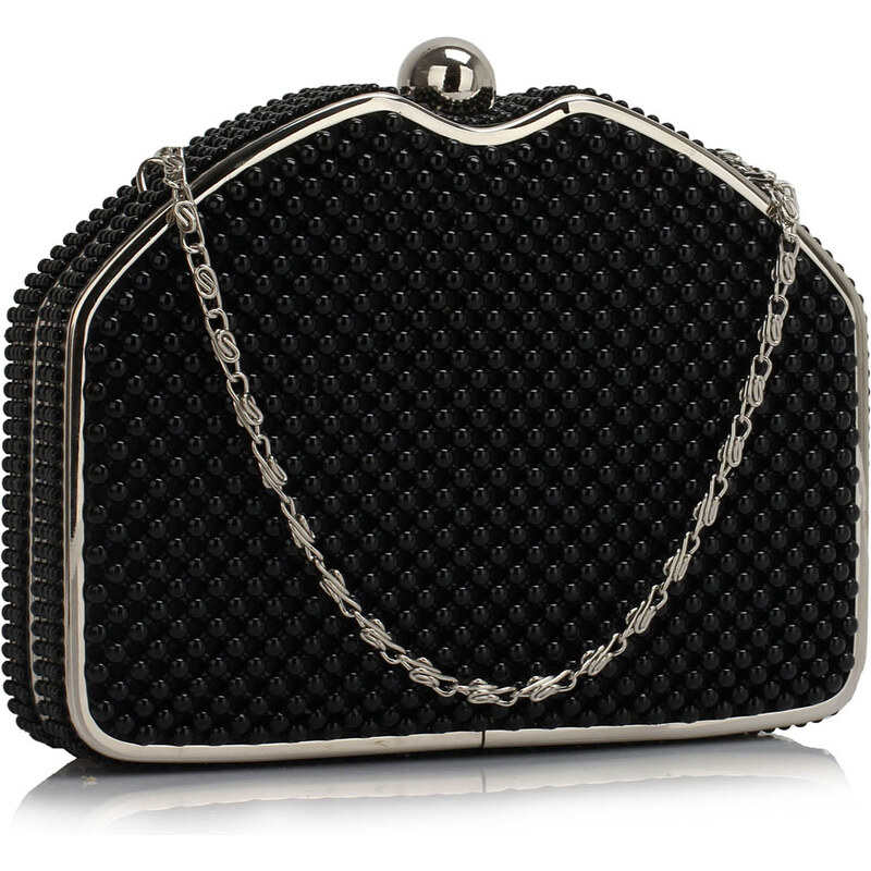 Luxusní černé perleťové psaníčko LS Fashion Severina černá