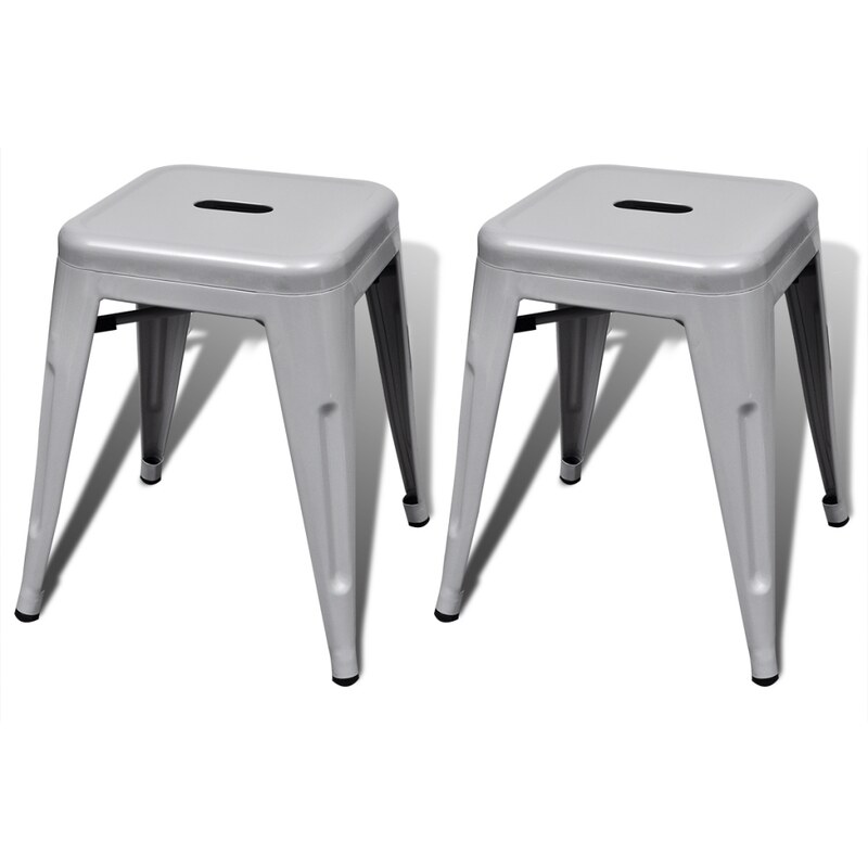 Malá kovová stolička Industrial Grey, 2ks