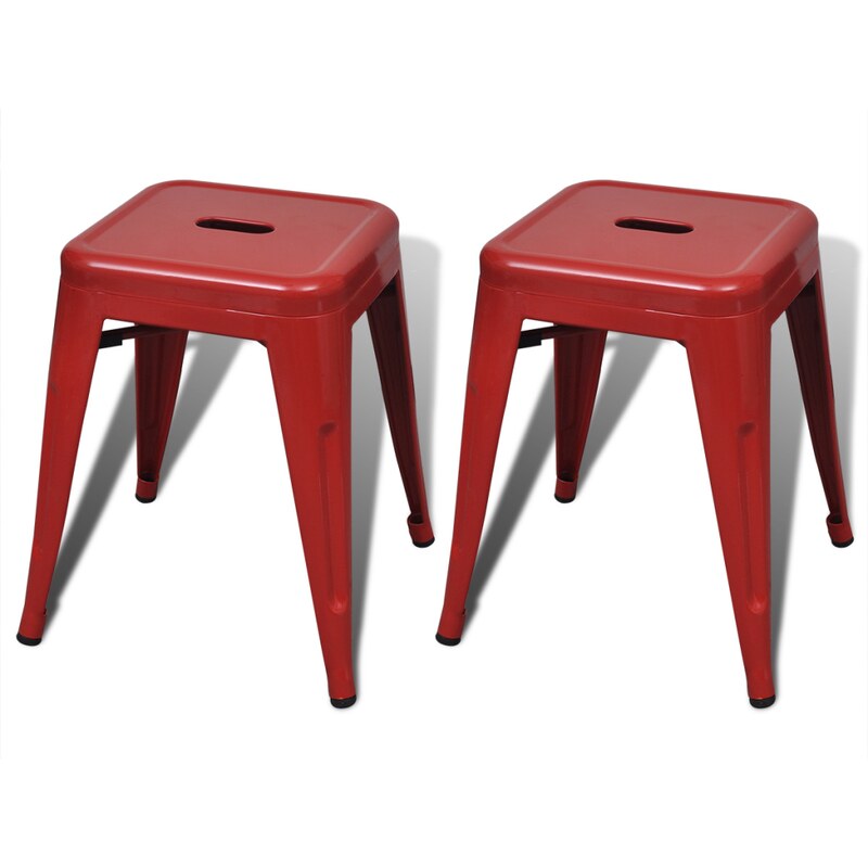 Malá kovová stolička Industrial Red, 2ks
