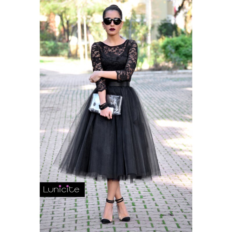 Luxusní tylová sukně Lunicite Bezinka Černá XL