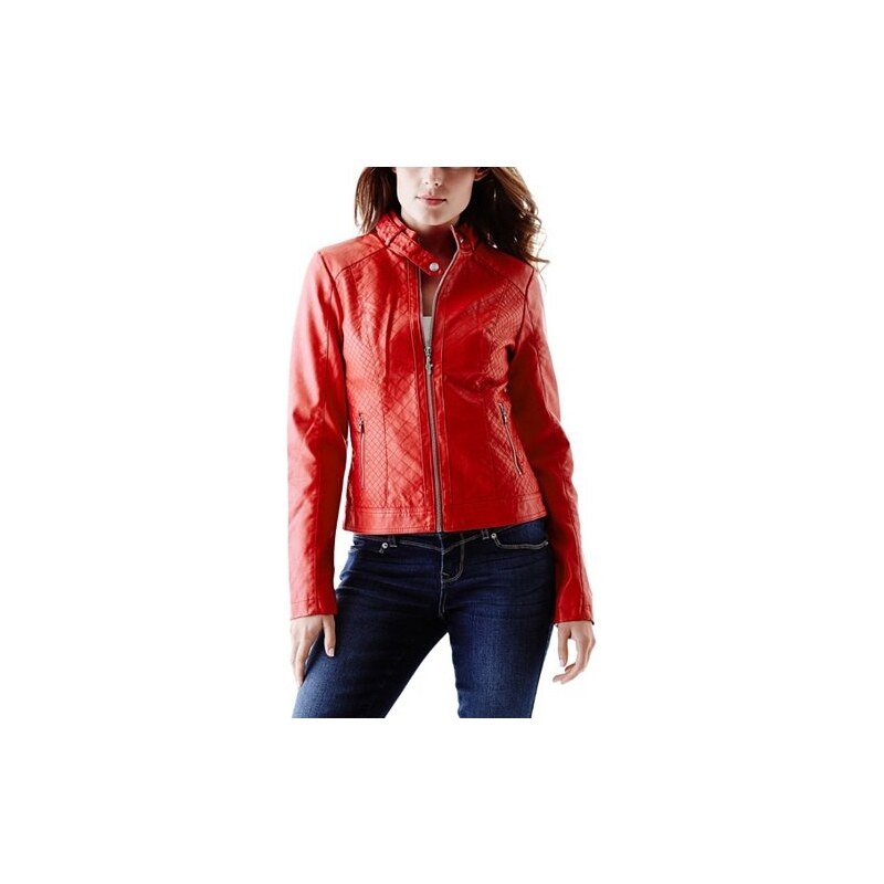 Bunda Guess Brinsa Faux-Leather Jacket červená