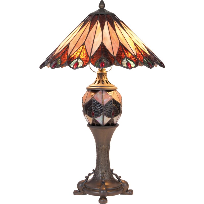 Tiffany stolní lampa Paví oko (Ø 40 cm* 63 cm výška) (41874)