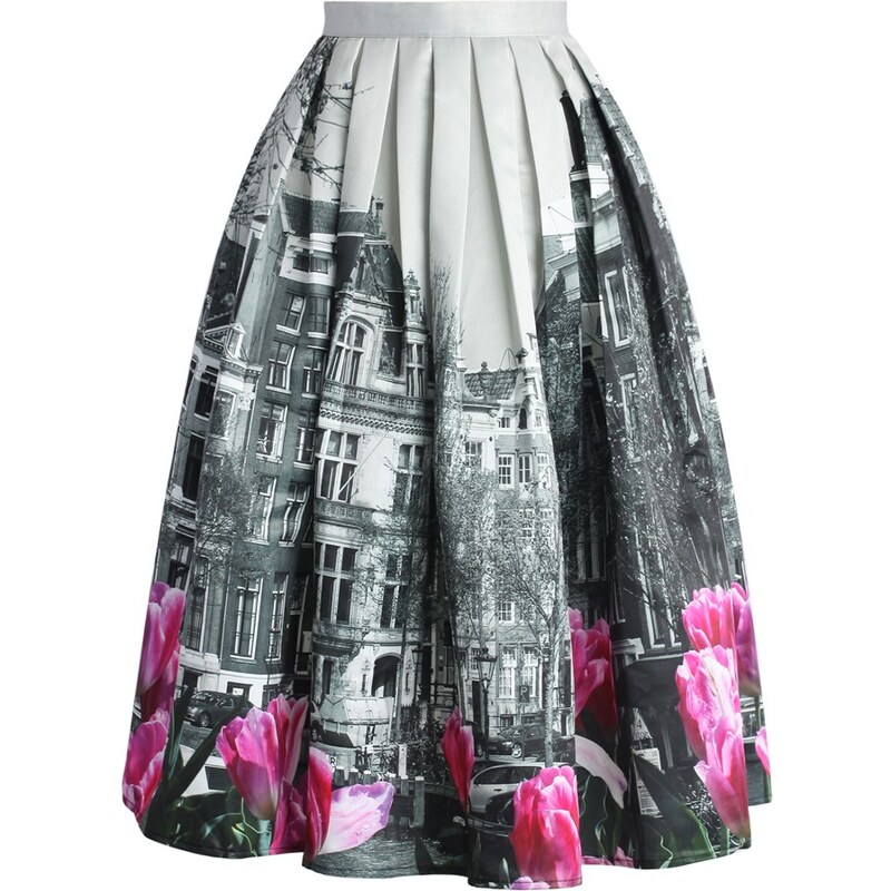 CHICWISH Dámská sukně Město tulipánů