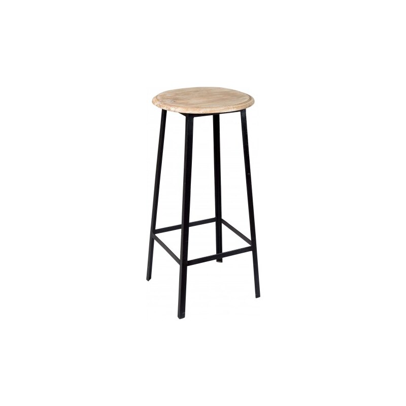 Industrial style, Vysoká stolička s dřevěným sedákem 76x36x36cm (926)