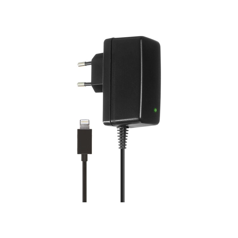 Nabíječka do sítě s kabelem Lightning pro iPhone a iPad - KIT, 2A Black - VÝPRODEJ