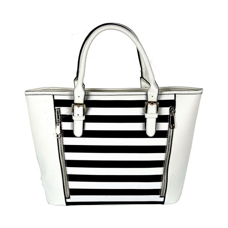 DL accessories Paris dámská kabelka bílá s černými pruhy