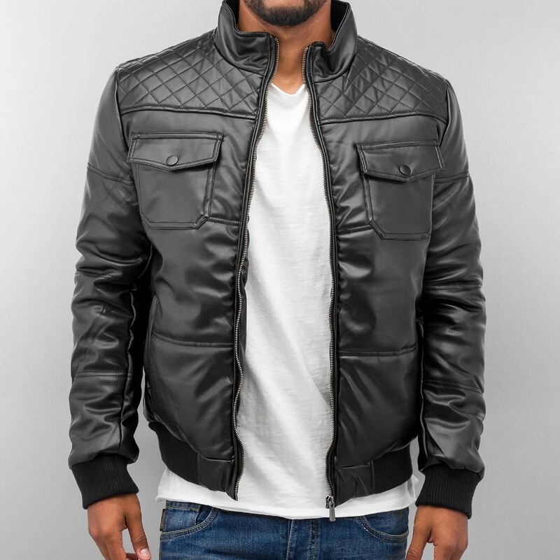 Dangerous DNGRS Fake Leather Winter Jacket Black