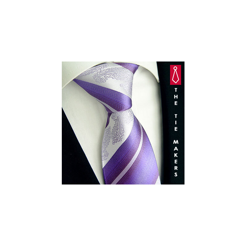 Svatební kravata Beytnur 206-4 fialovo stříbrná