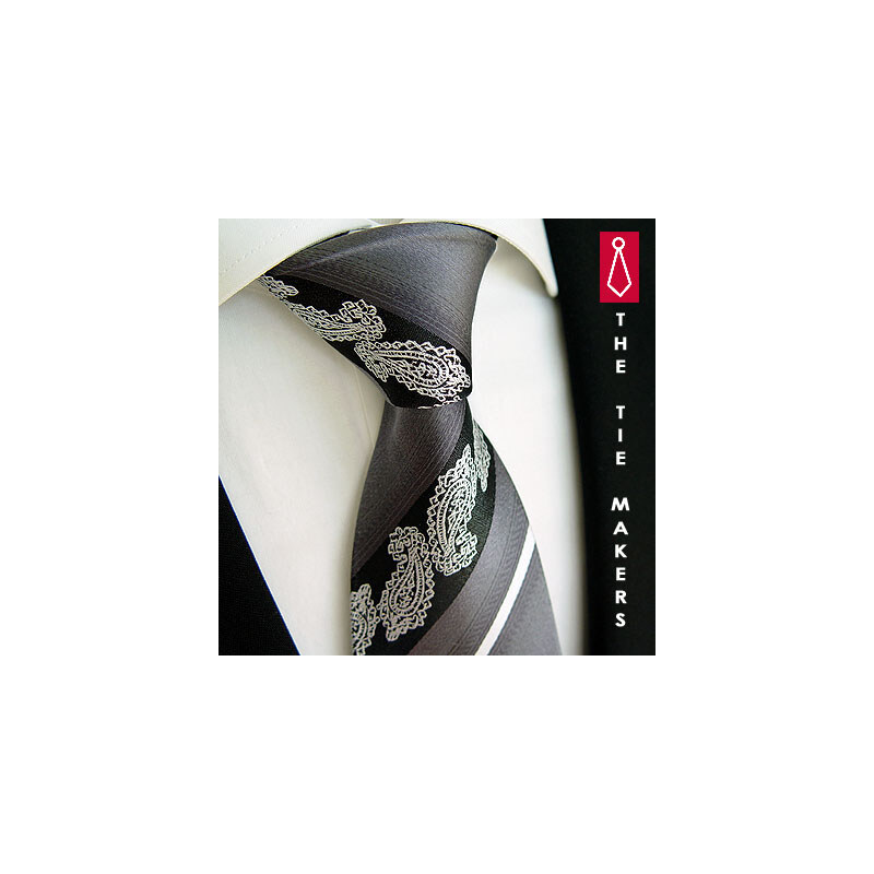 Elegantní šedo černá kravata Beytnur 206-6
