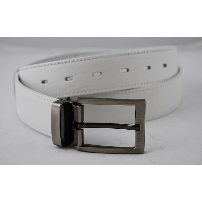Penny Belts Bílý pánský pásek s trnovou sponou L