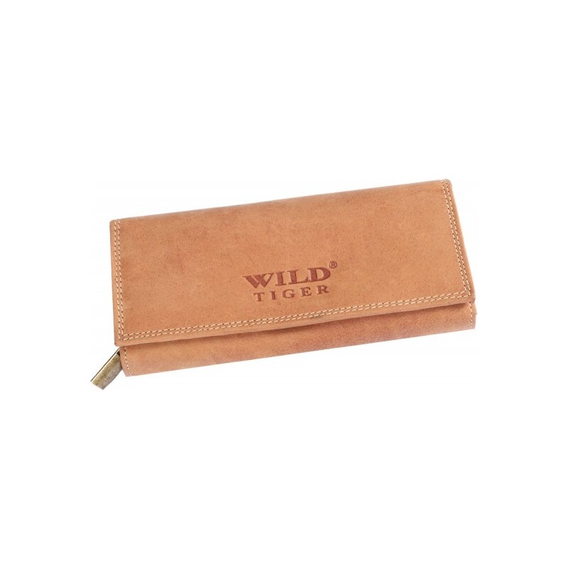 Dámská kožená peněženka Wild Tiger AD-28-068L, světle hnědá, broušená kůže {name}