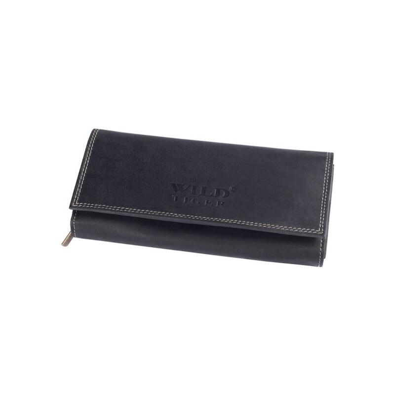 Dámská kožená peněženka Wild Tiger AD-28-068L, černá, broušená kůže {name}