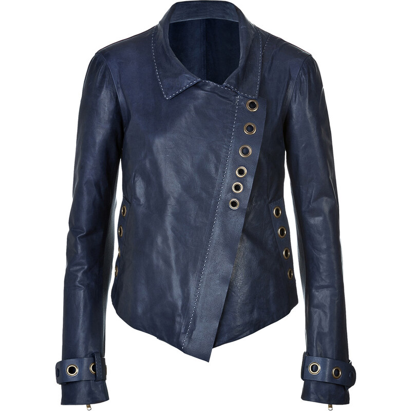Donna Karan New York Leather Asymmetric Jacket