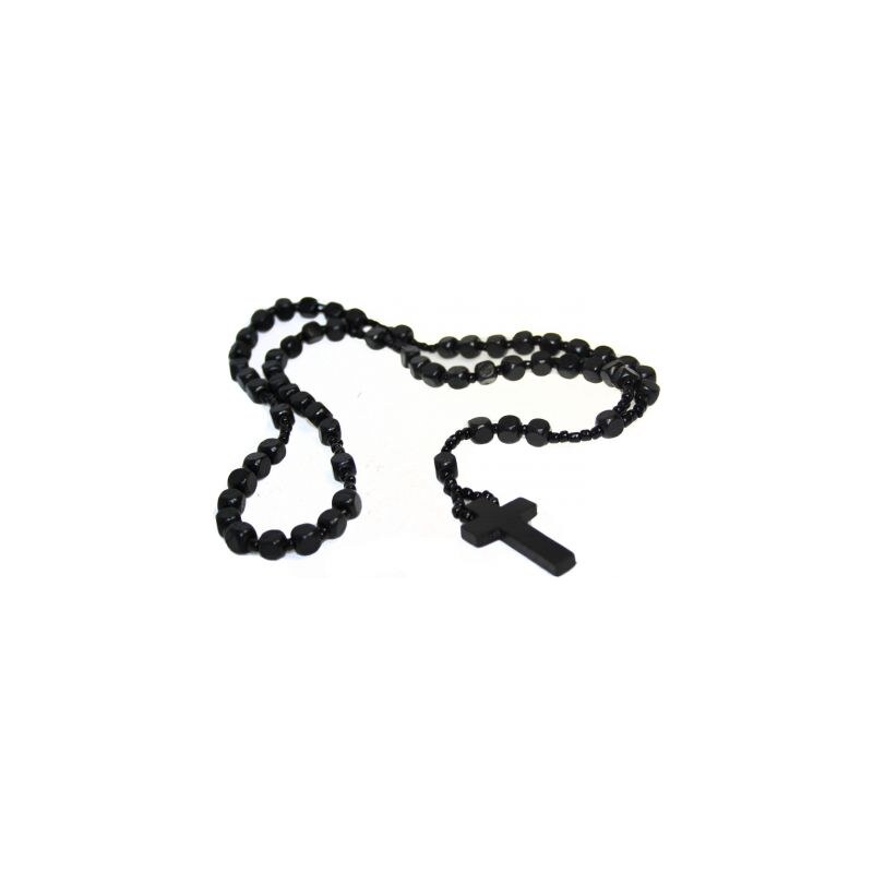 Pánský dřevěný náhrdelník krucifix černý