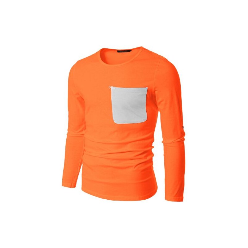 Doublju (USA / J.Korea) Pánske tričko s vreckom oranžovej