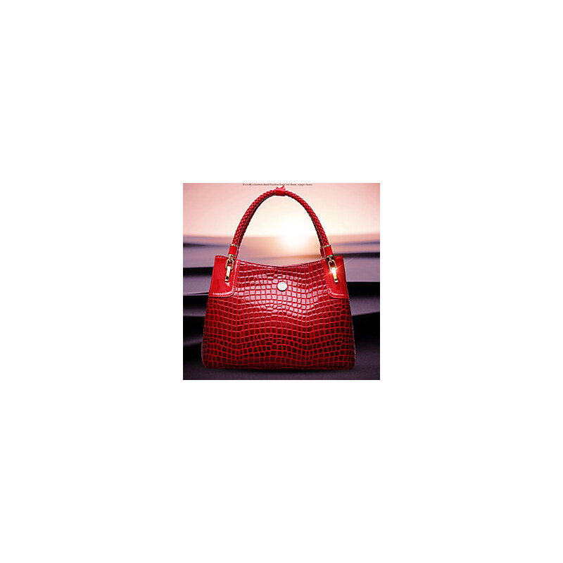 LightInTheBox Erlen Women's Korean Style Crocodile Pattern Tote/One Shoulder Bag(Red)