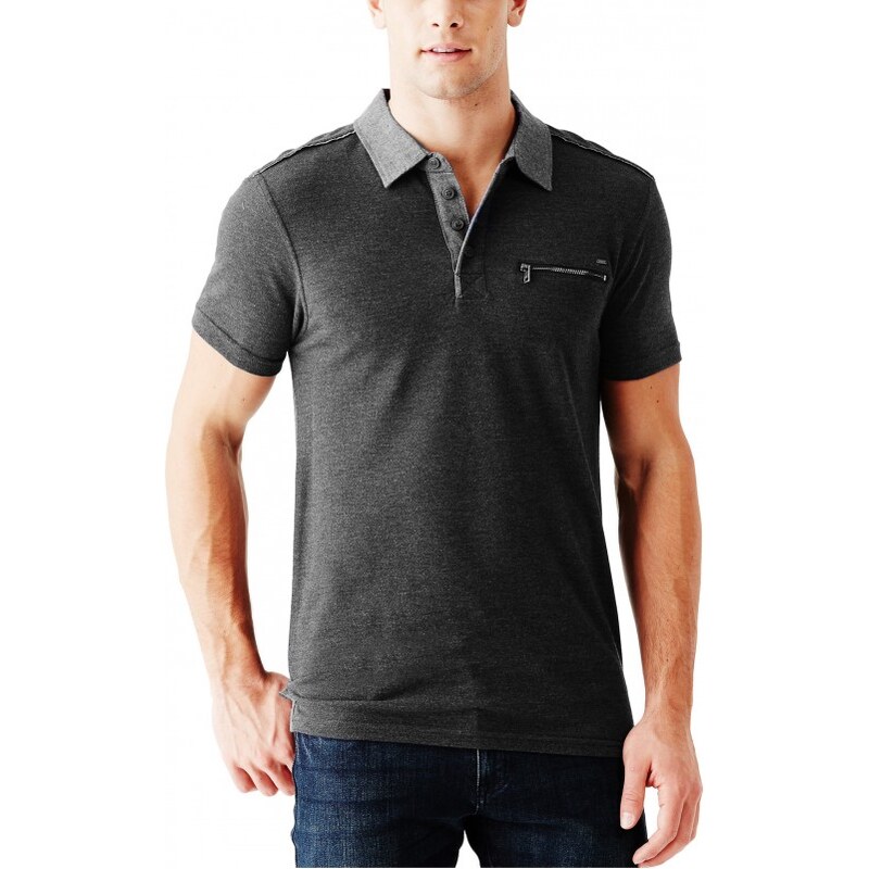 GUESS Moore Short-Sleeve Pique Polo - jet black