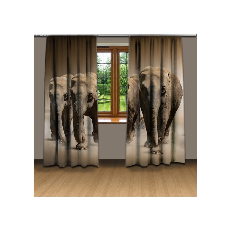 Xdecor Stádo slonů (140 x 250 cm) - 3D závěs
