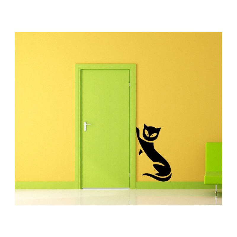 Xdecor Prohnutá kočička (81 x 50 cm) - Samolepka na zeď