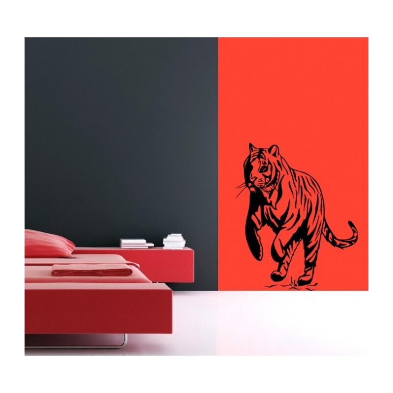 Xdecor Skákající tygr (50 x 41 cm) - Samolepka na zeď