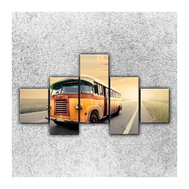 Xdecor Retro autobus (125 x 70 cm) - Pětidílný obraz